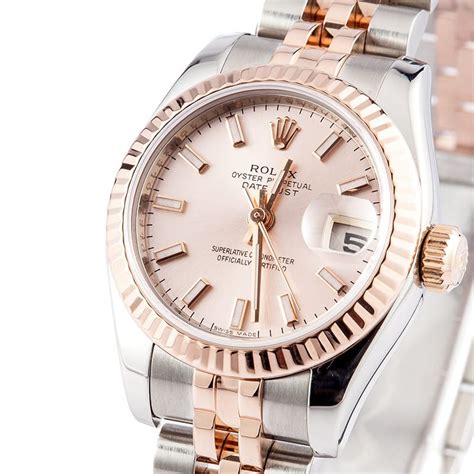 rolex rosegold silber damen|Rolex Datejust Women .